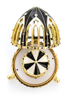 Black and Gold Faberge Egg with Horse Carousel Surprise Inside