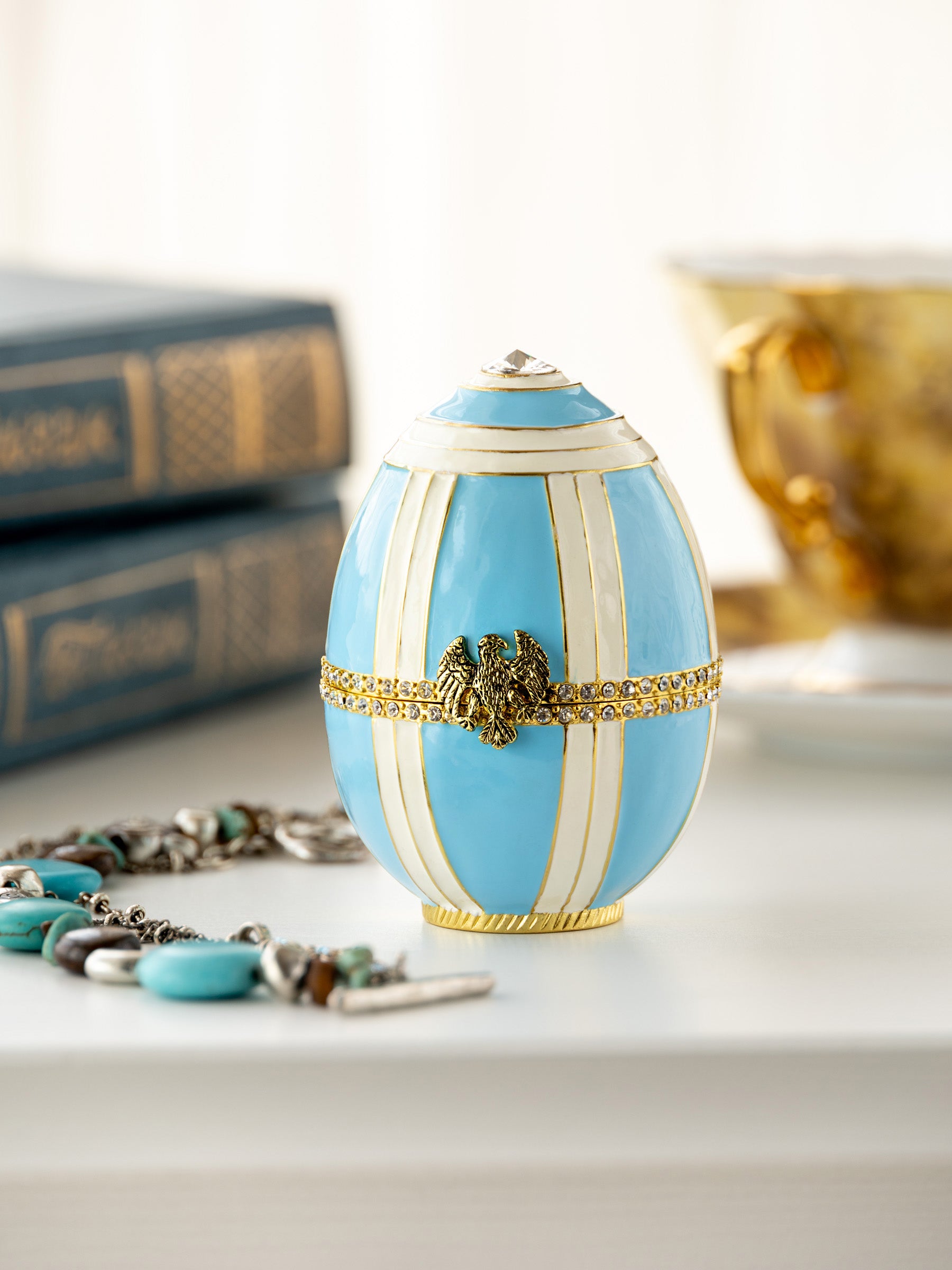 Light Blue Egg with a Sailing ship