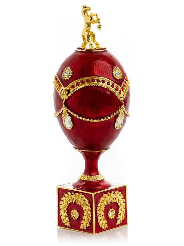 Œuf Fabergé Rouge avec Cheval Doré