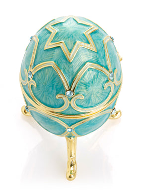 Keren Kopal Turquoise Easter Egg with Cat Hidden compartment