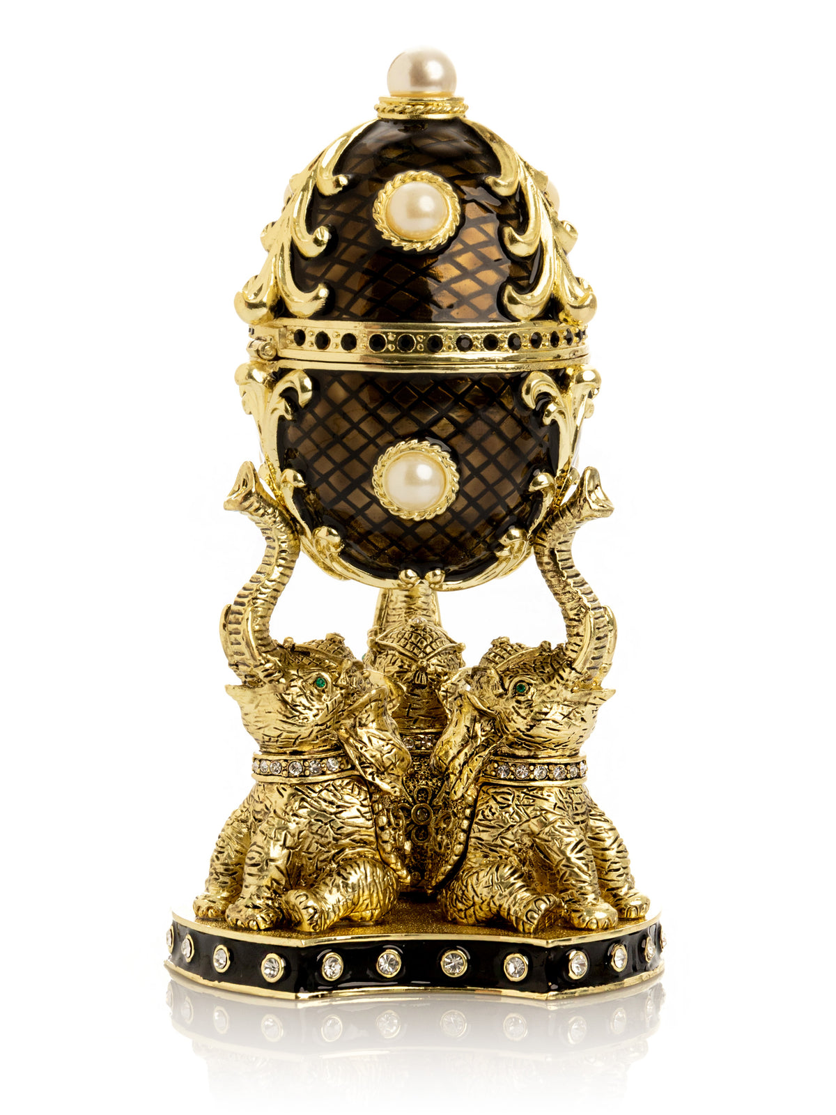 Goldenes blaues Fabergé-Ei mit einem goldenen Elefanten
