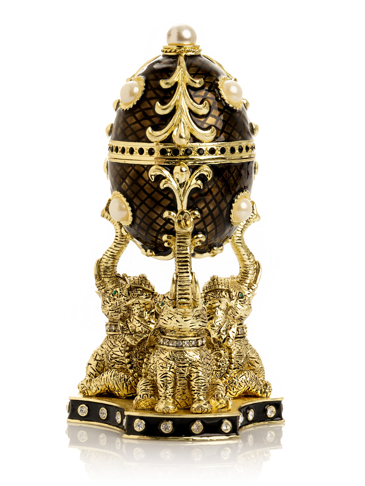 Goldenes blaues Fabergé-Ei mit einem goldenen Elefanten
