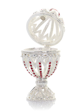 Keren Kopal Silver Easter Egg with Red Crystals & Hearts