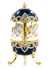 Keren Kopal Blue Wind up Horse Carousel Faberge Egg