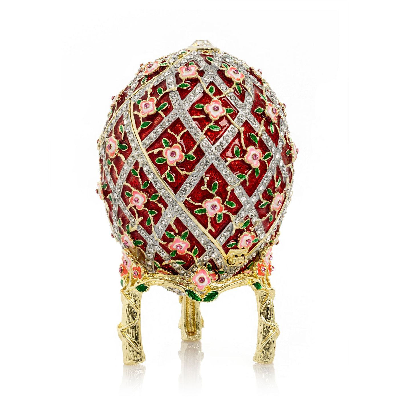 Keren Kopal Red Roses Faberge Egg With a Surprise Colorful Ball Inside