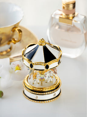 Keren Kopal Black Musical Carousel with Spinning Royal Horses