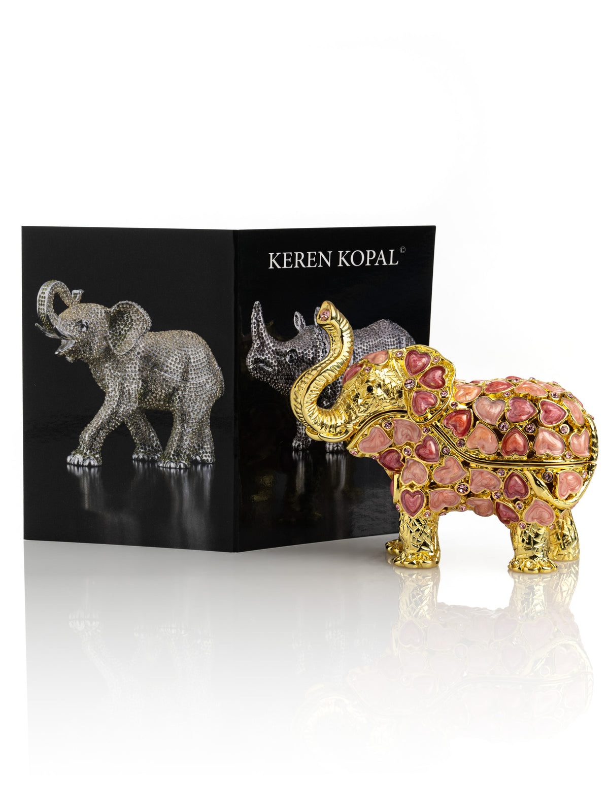 Golden Elephant with Hearts decoration