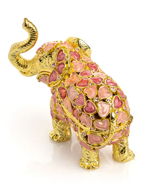 Golden Elephant with Hearts decoration