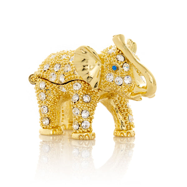 Éléphant doré avec cristaux
