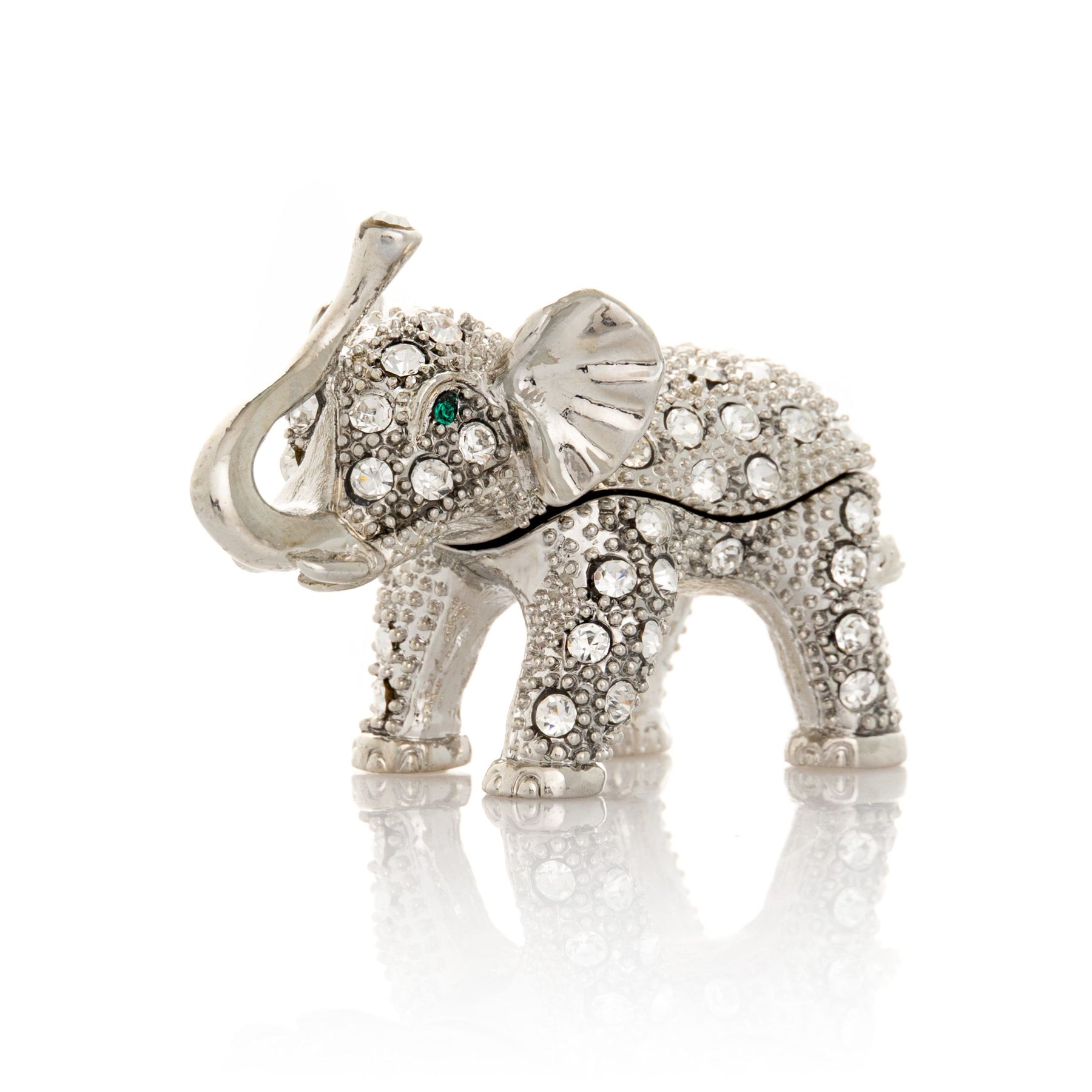 Silver Elephant with Green Eyes