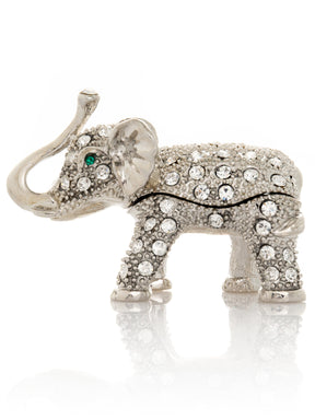 Silver Elephant with Green Eyes