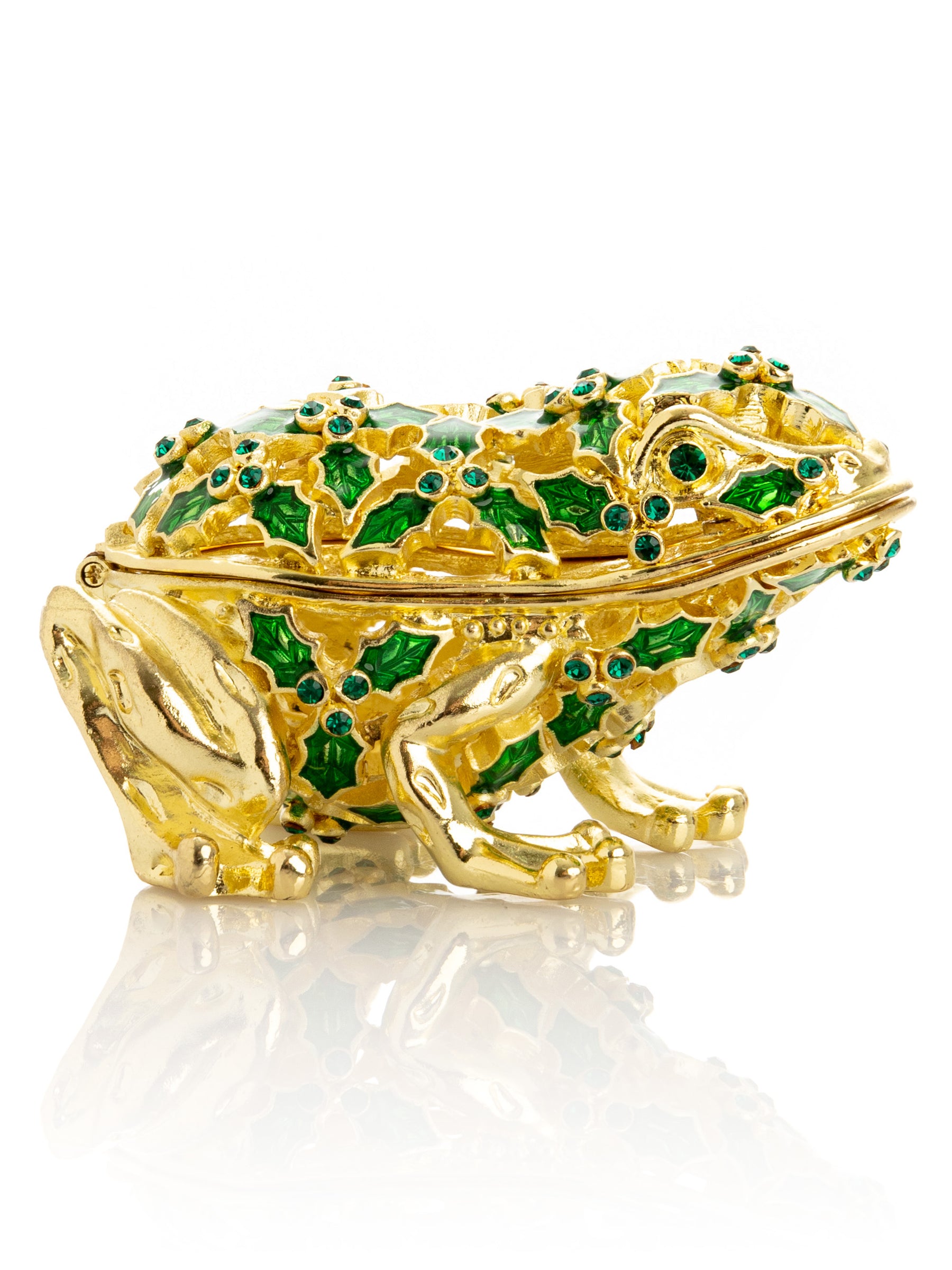 Keren Kopal Gold & Green Frog Trinket Box