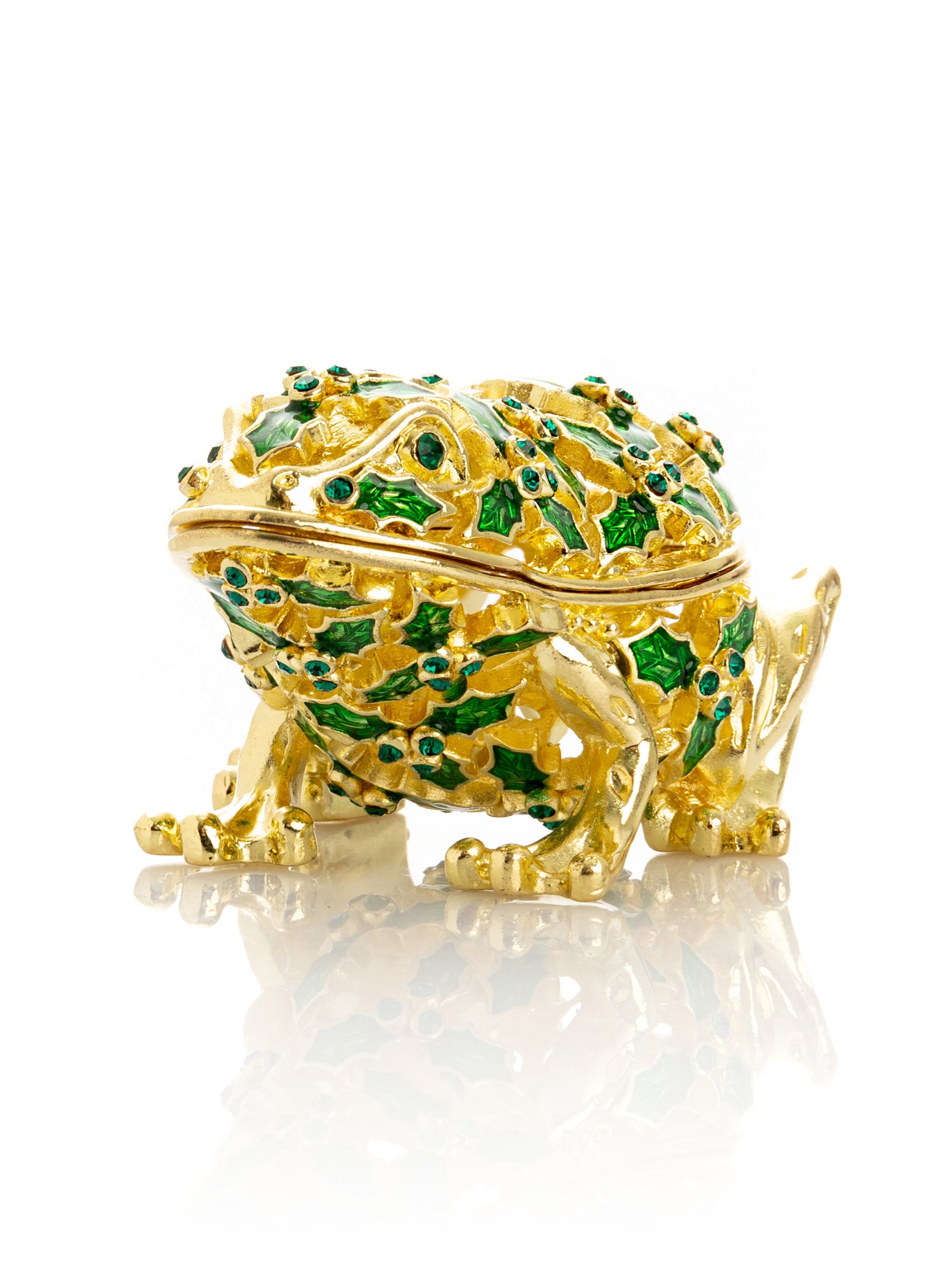 Keren Kopal Gold & Green Frog Trinket Box