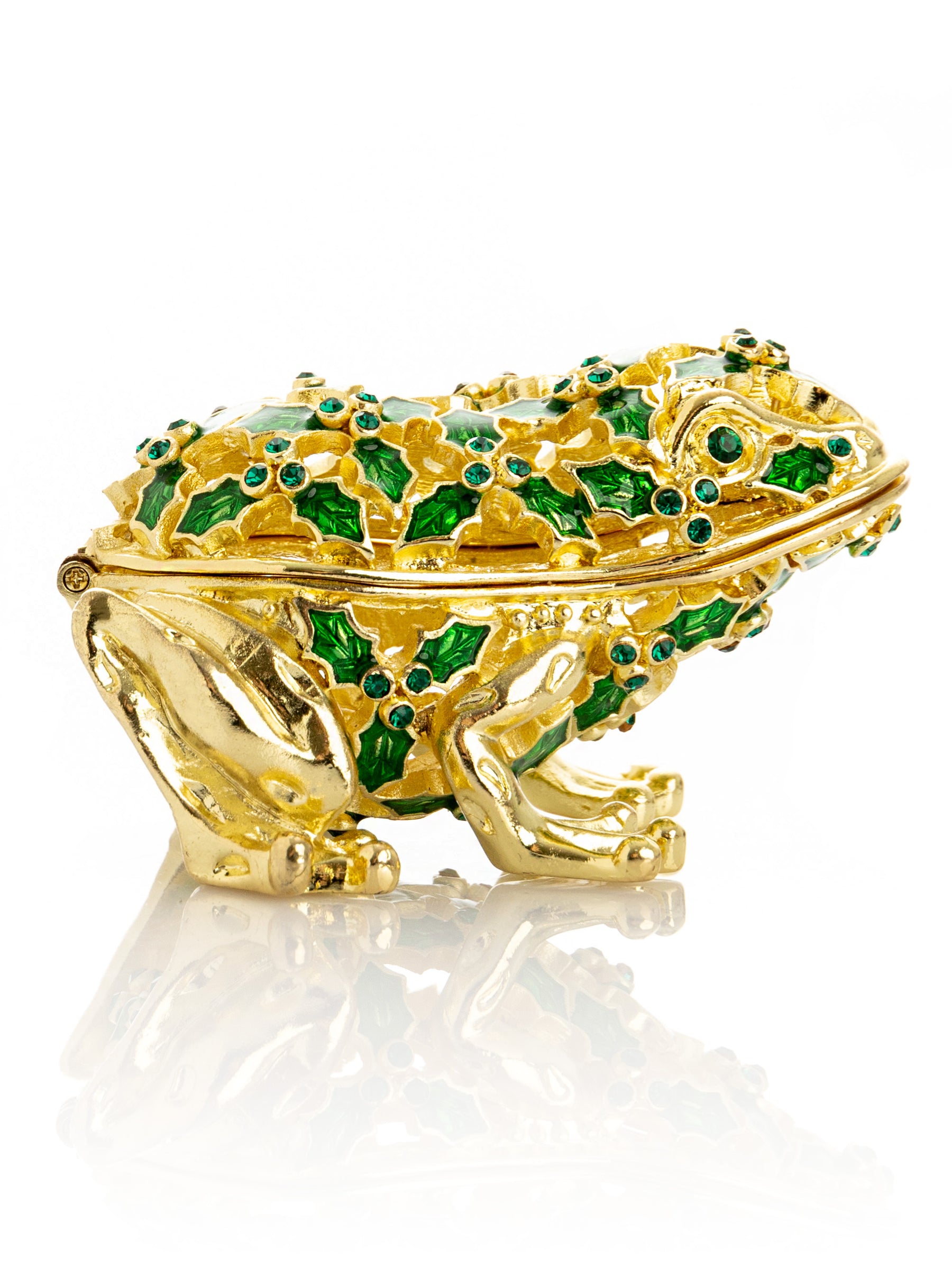 Keren Kopal Gold & Green Frog Trinket Box