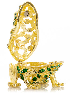 Keren Kopal Gold & Green Frog Trinket Box