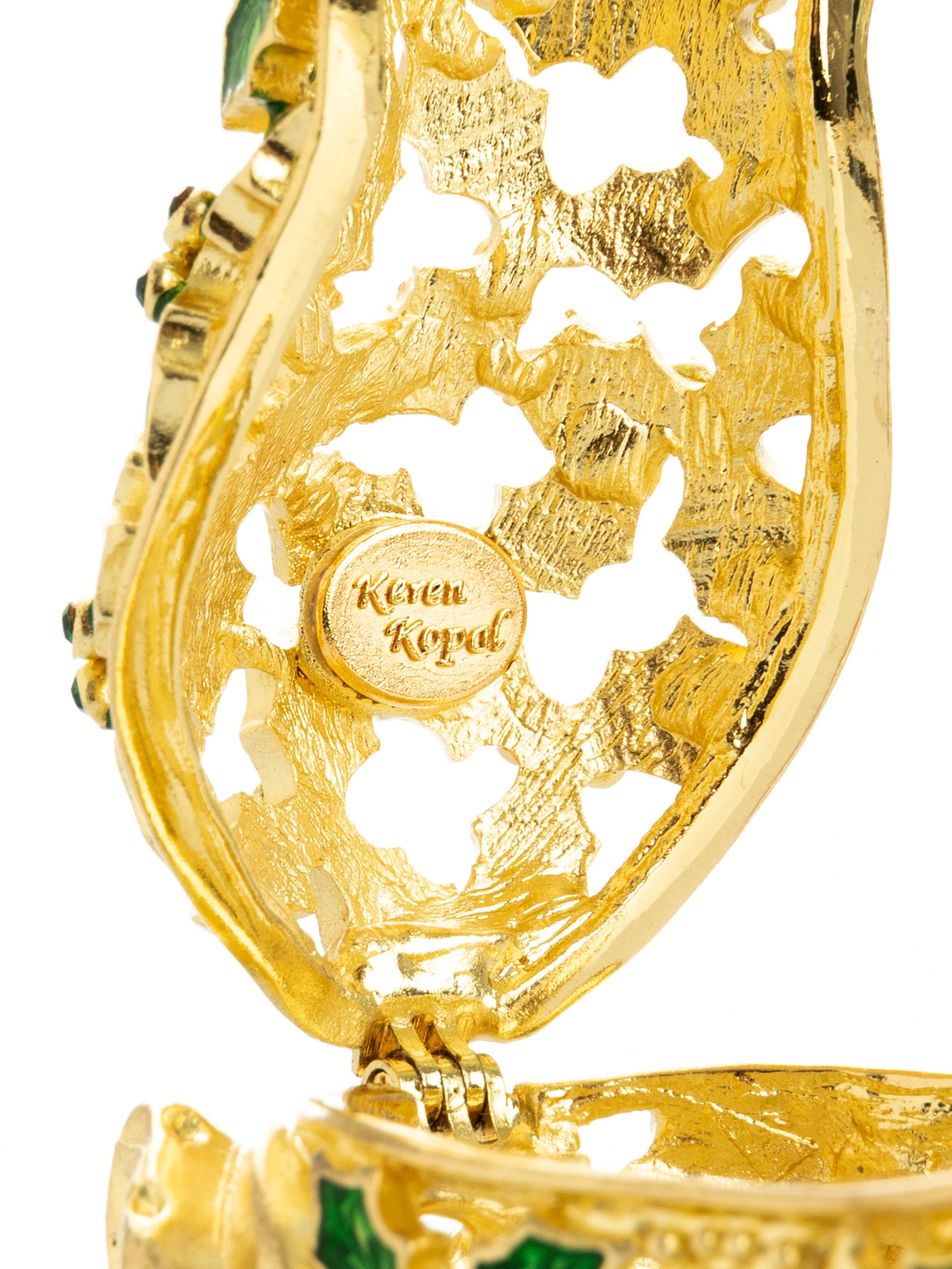 Keren Kopal Gold & Green Frog Trinket Box