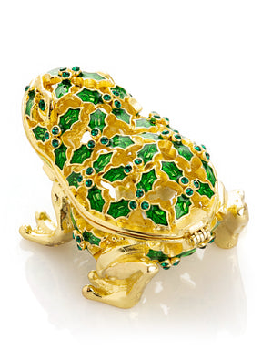 Keren Kopal Gold & Green Frog Trinket Box