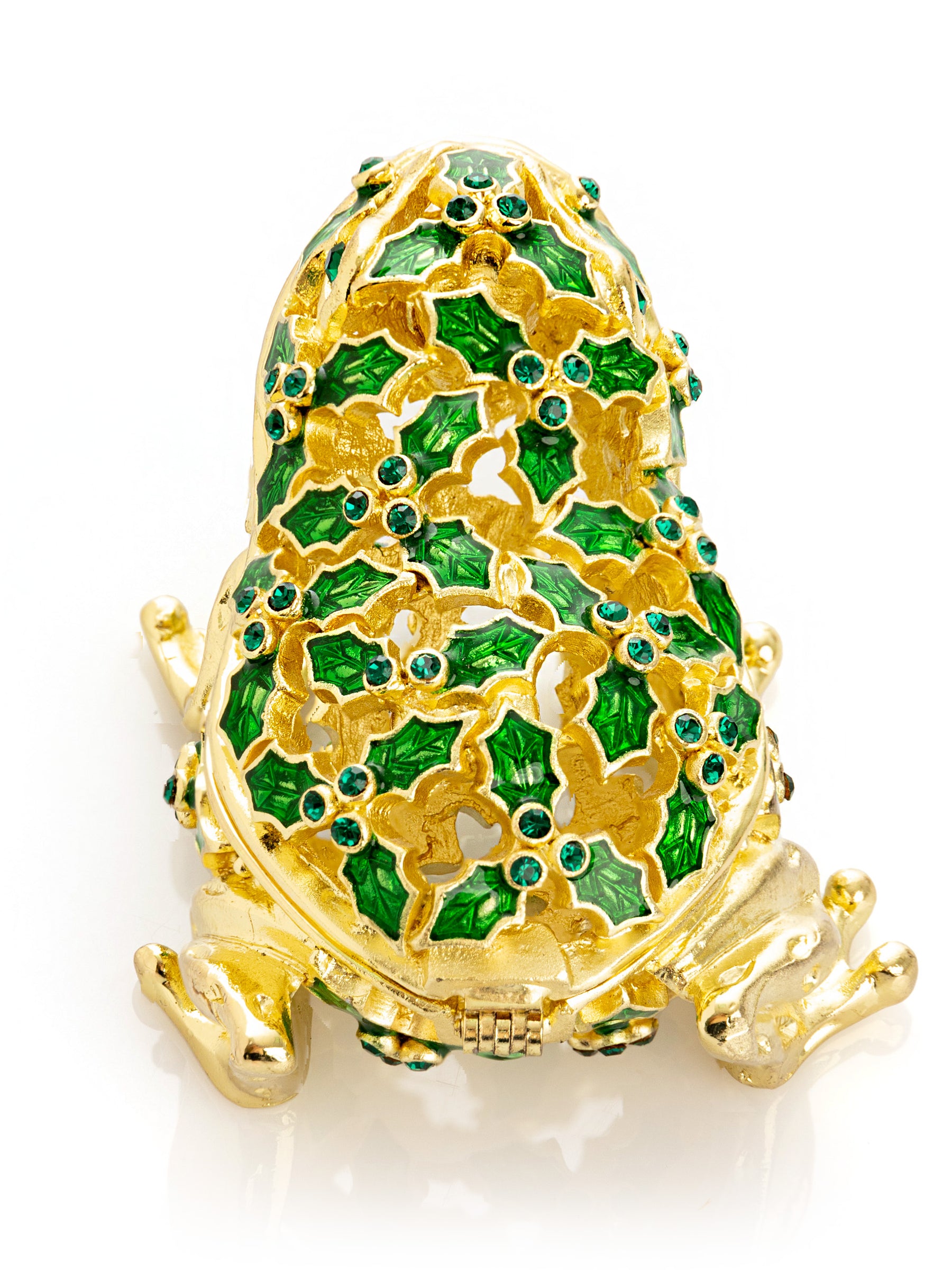 Keren Kopal Gold & Green Frog Trinket Box