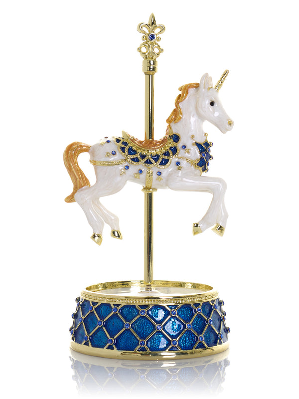 Boîte à musique Carrousel Licorne Blanche