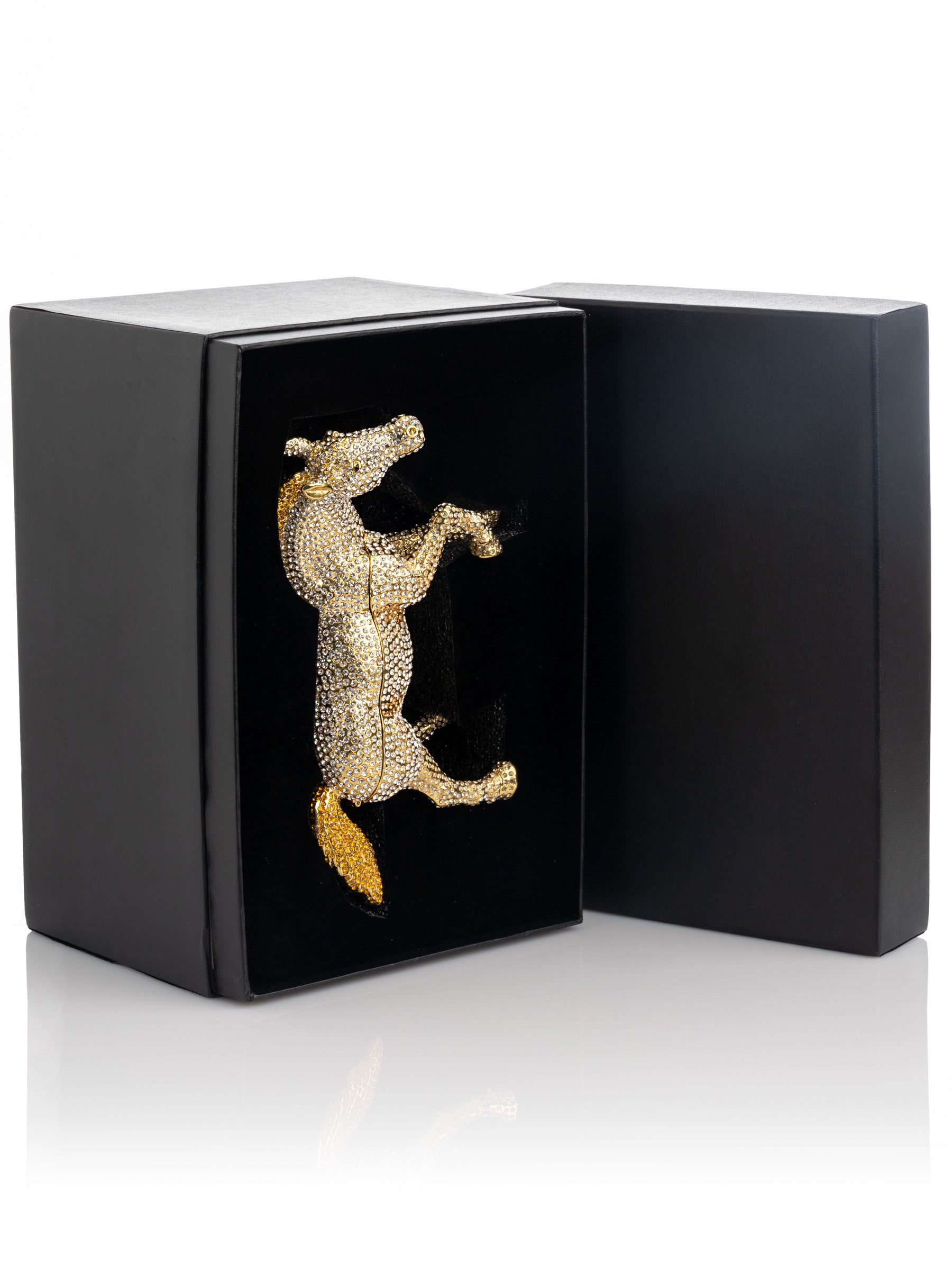 Keren Kopal Large Golden Horse Decorated with White Crystals