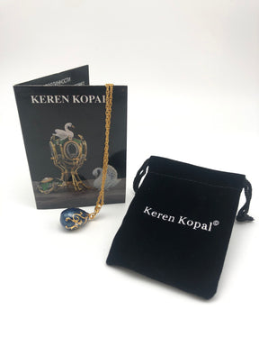 Keren Kopal Blue & Gold Egg Pendant Necklace