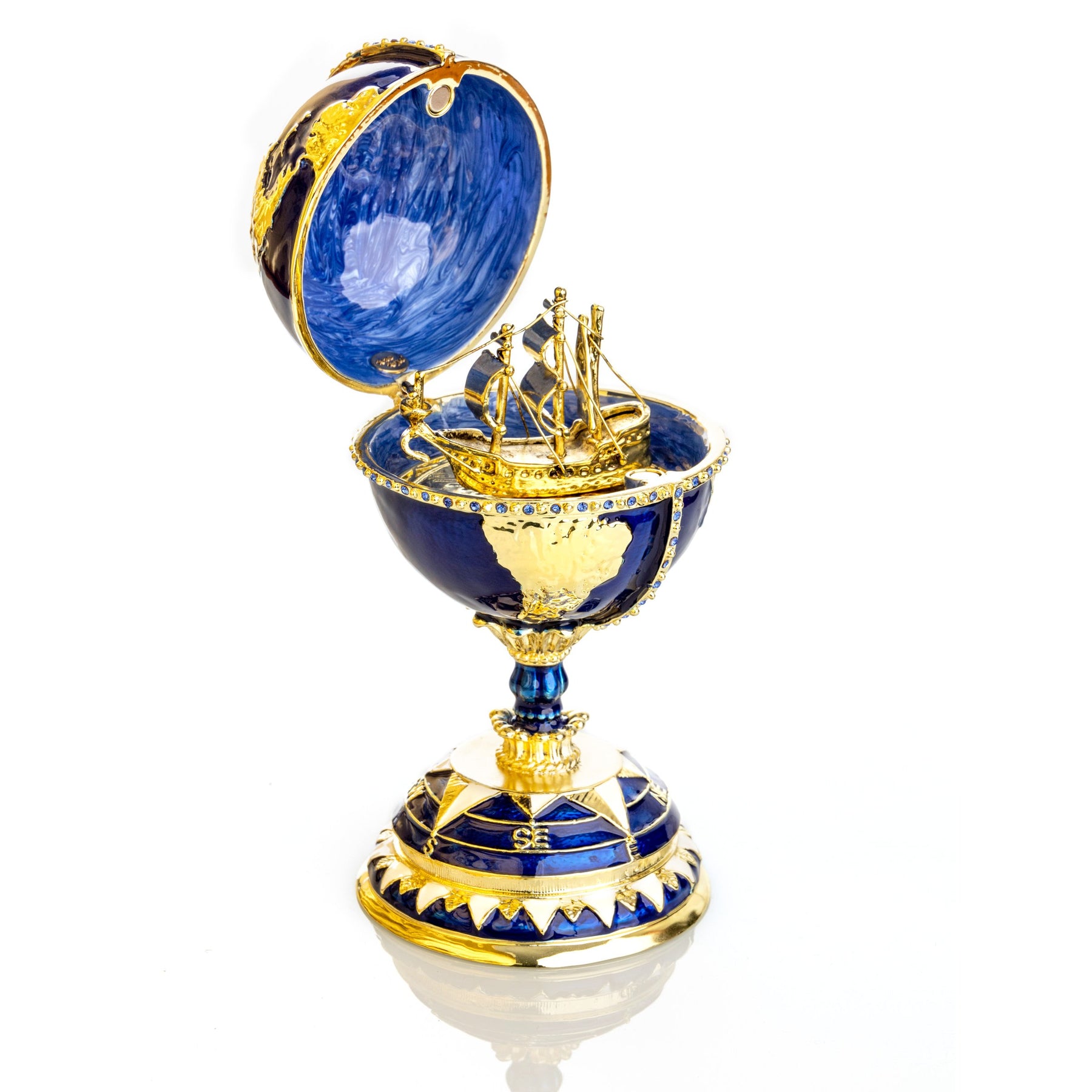 Globe Faberge Egg with Sailing ship