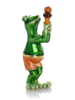 Grenouille mangeant un cornet de glace au chocolat – Boîte à bijoux