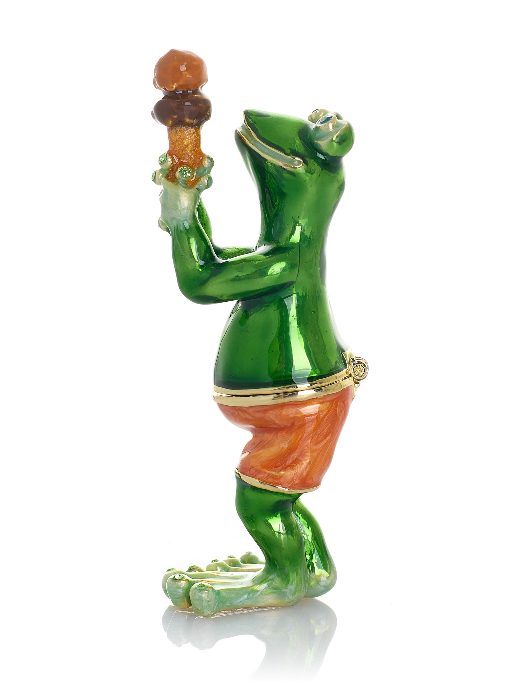 Grenouille mangeant un cornet de glace au chocolat – Boîte à bijoux