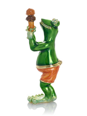 Grenouille mangeant un cornet de glace au chocolat – Boîte à bijoux