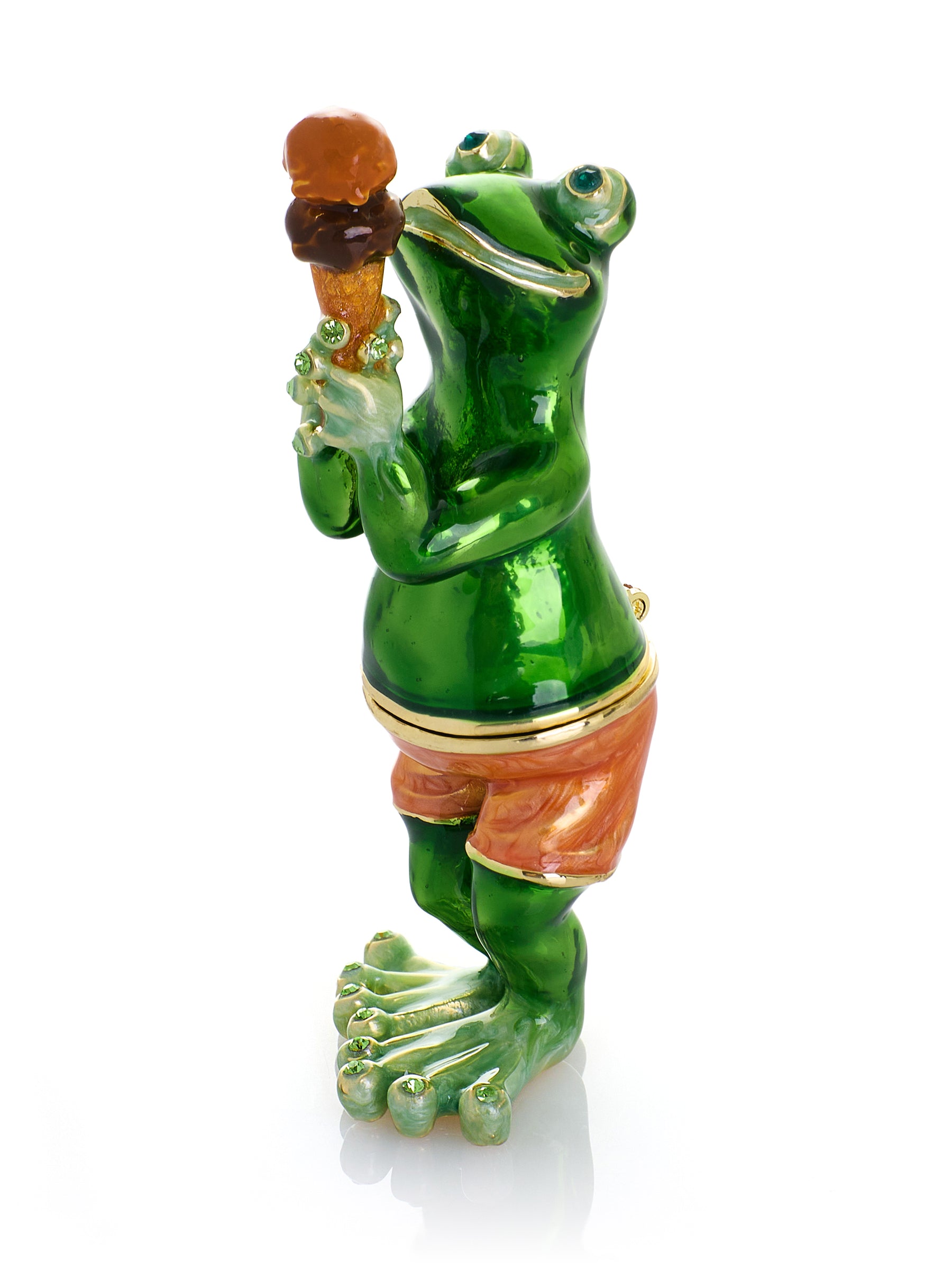 Grenouille mangeant un cornet de glace au chocolat – Boîte à bijoux