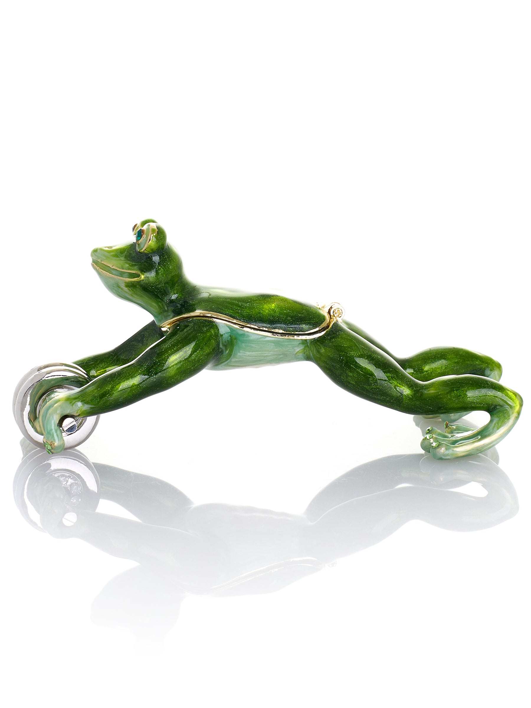 Frosch beim Training mit Ab-Roller Schmuckkästchen