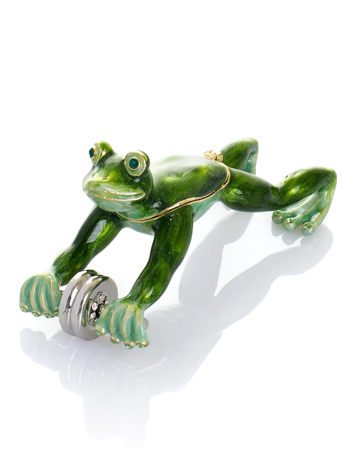 Keren Kopal Frog Exercising with Ab Roller Trinket Box