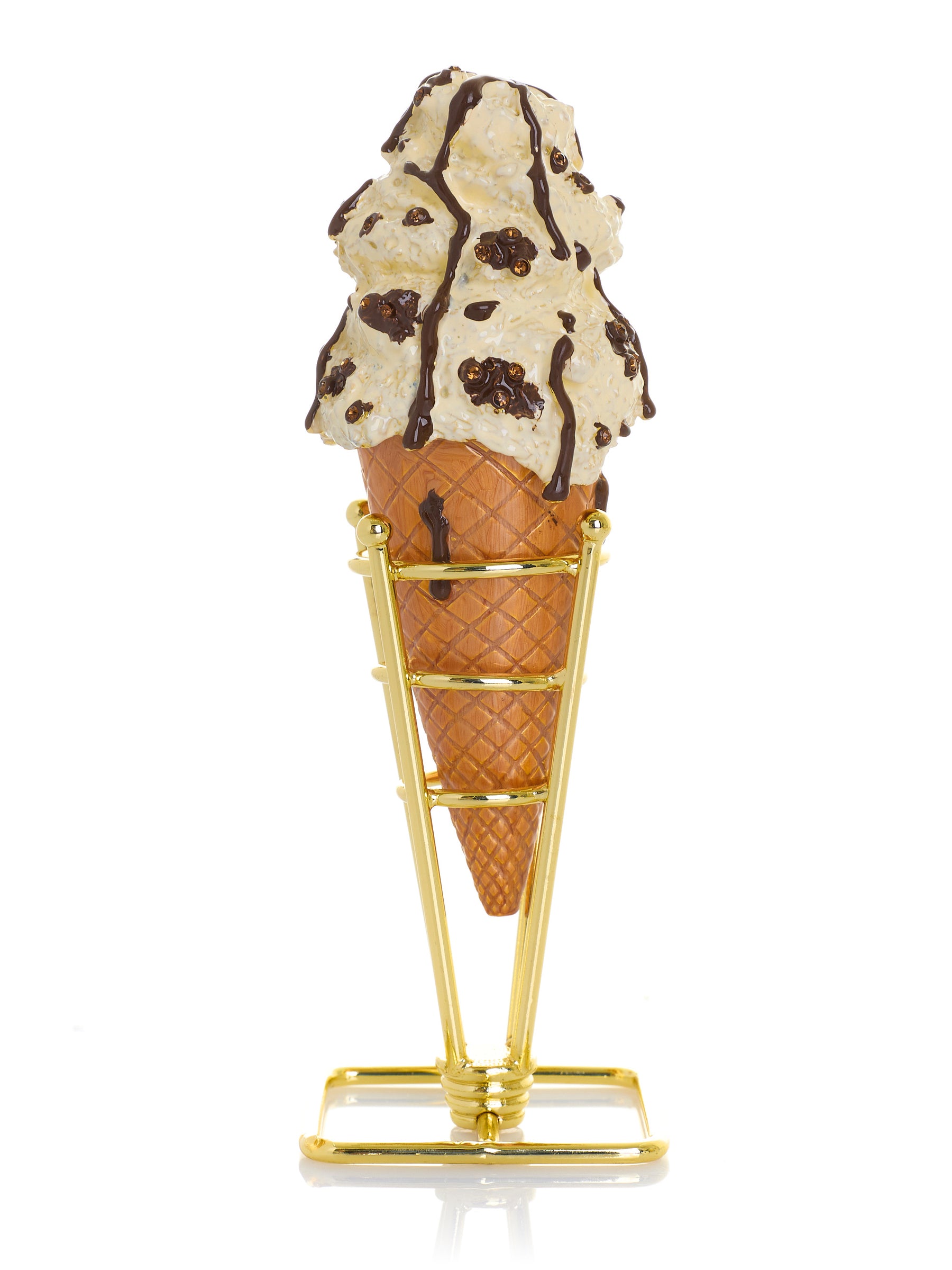 Cookies & Cream Ice Cream Cone with Melted Dark Chocolate Fudge Drizzle Trinket Box