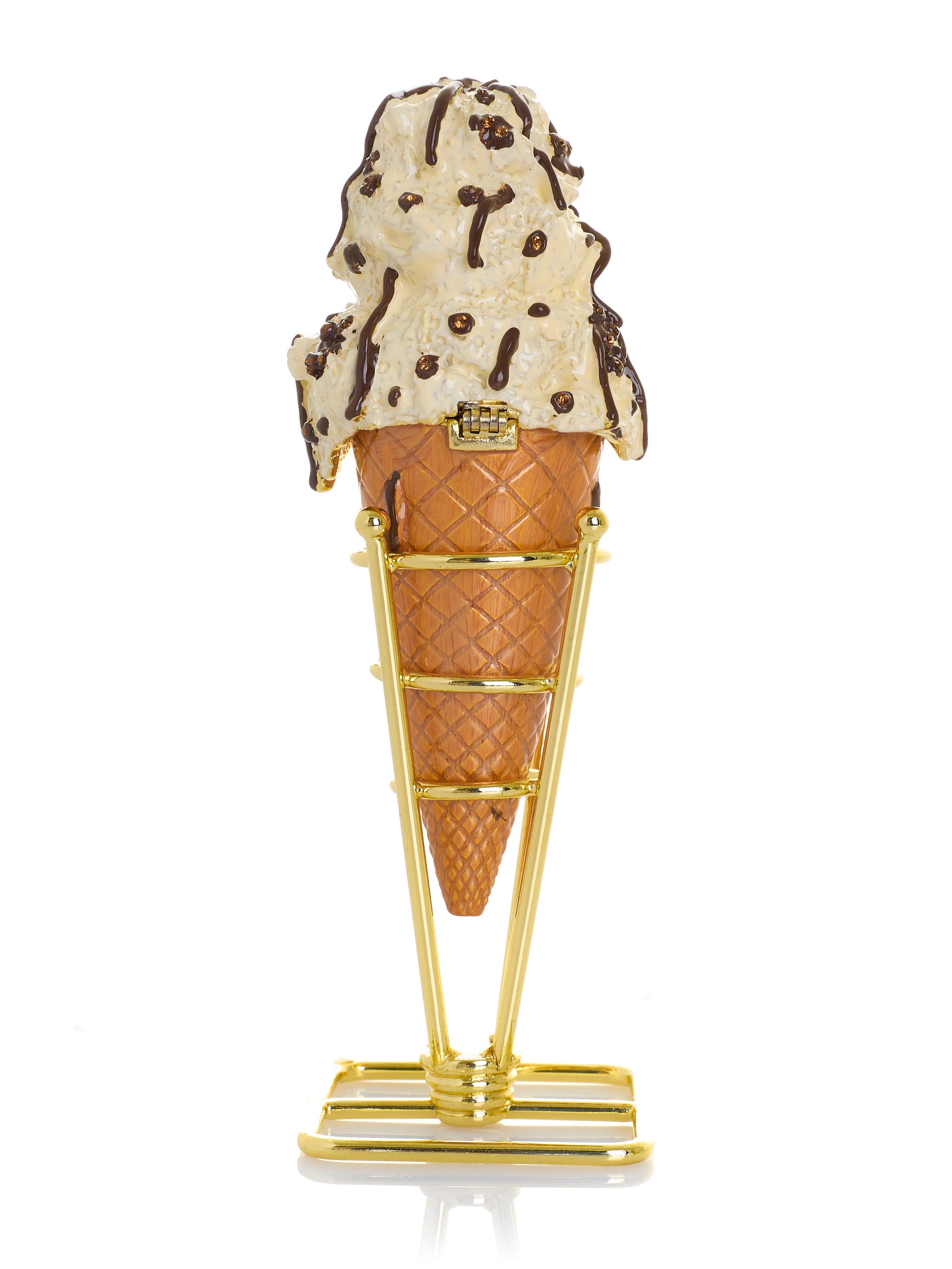 Cookies & Cream Ice Cream Cone with Melted Dark Chocolate Fudge Drizzle Trinket Box