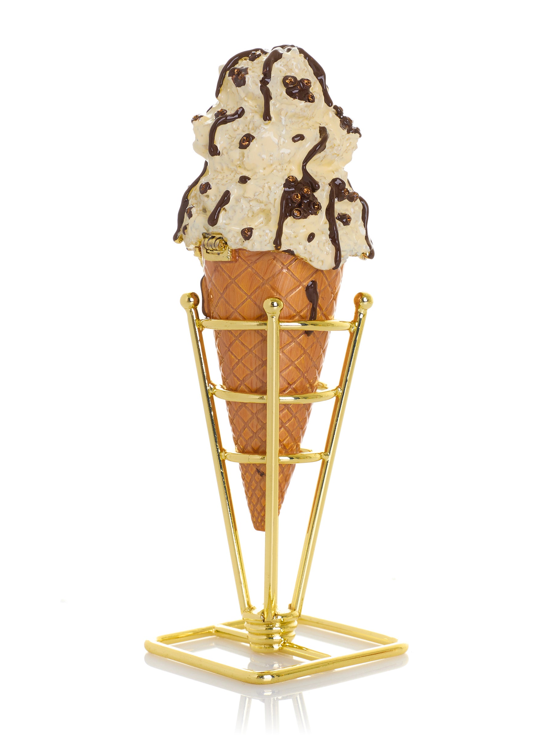 Cookies & Cream Ice Cream Cone with Melted Dark Chocolate Fudge Drizzle Trinket Box