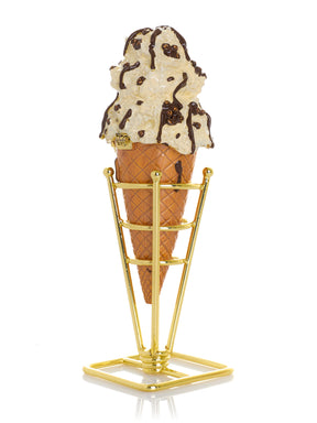 Cookies & Cream Ice Cream Cone with Melted Dark Chocolate Fudge Drizzle Trinket Box