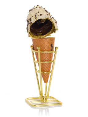 Cookies & Cream Ice Cream Cone with Melted Dark Chocolate Fudge Drizzle Trinket Box