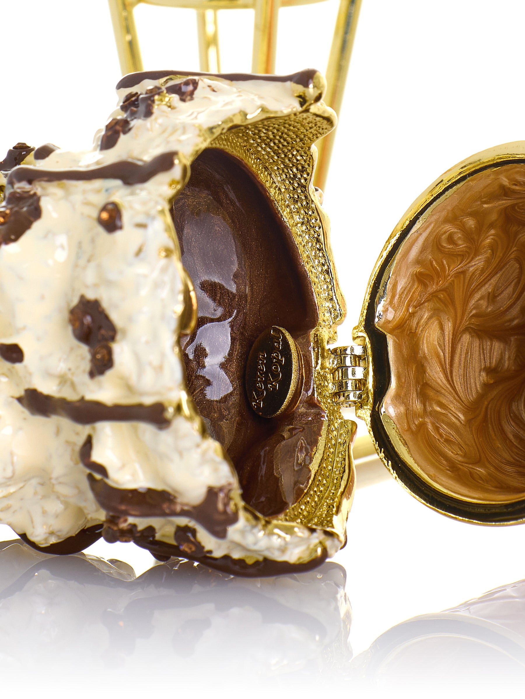 Cookies & Cream Ice Cream Cone with Melted Dark Chocolate Fudge Drizzle Trinket Box