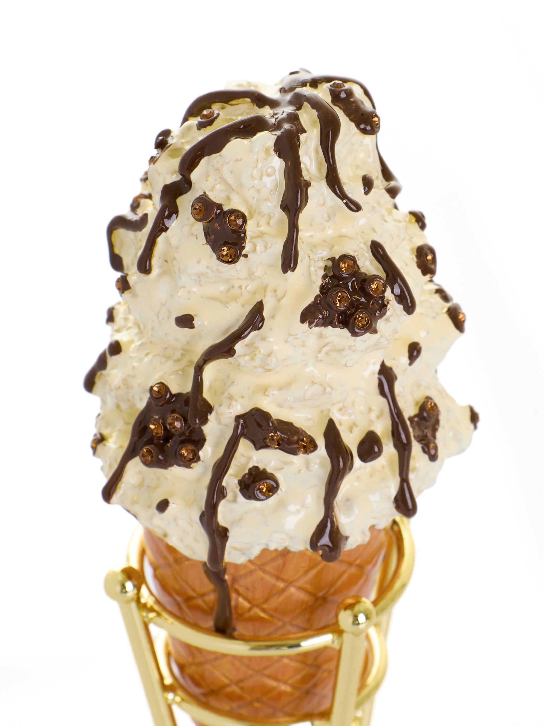 Cookies & Cream Ice Cream Cone with Melted Dark Chocolate Fudge Drizzle Trinket Box