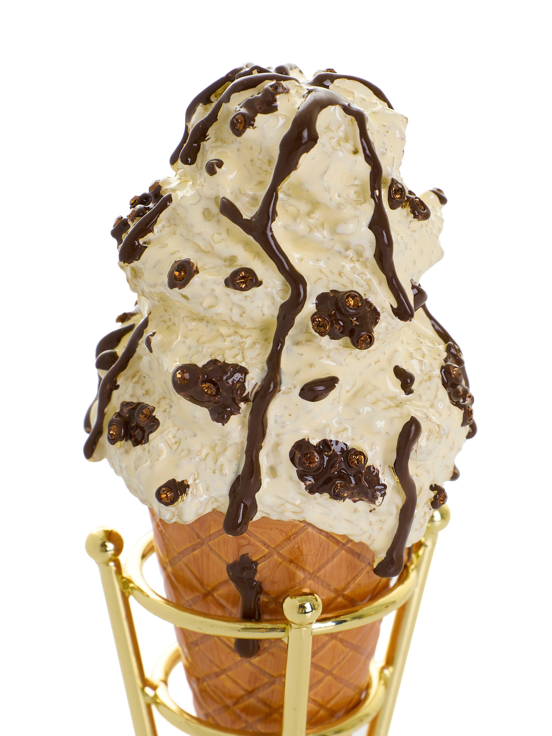 Cookies & Cream Ice Cream Cone with Melted Dark Chocolate Fudge Drizzle Trinket Box