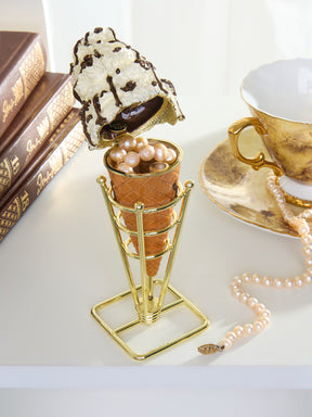 Cookies & Cream Ice Cream Cone with Melted Dark Chocolate Fudge Drizzle Trinket Box