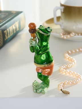Grenouille mangeant un cornet de glace au chocolat – Boîte à bijoux