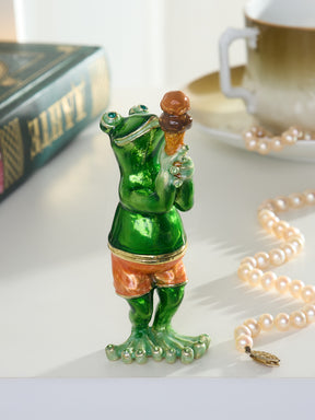Grenouille mangeant un cornet de glace au chocolat – Boîte à bijoux