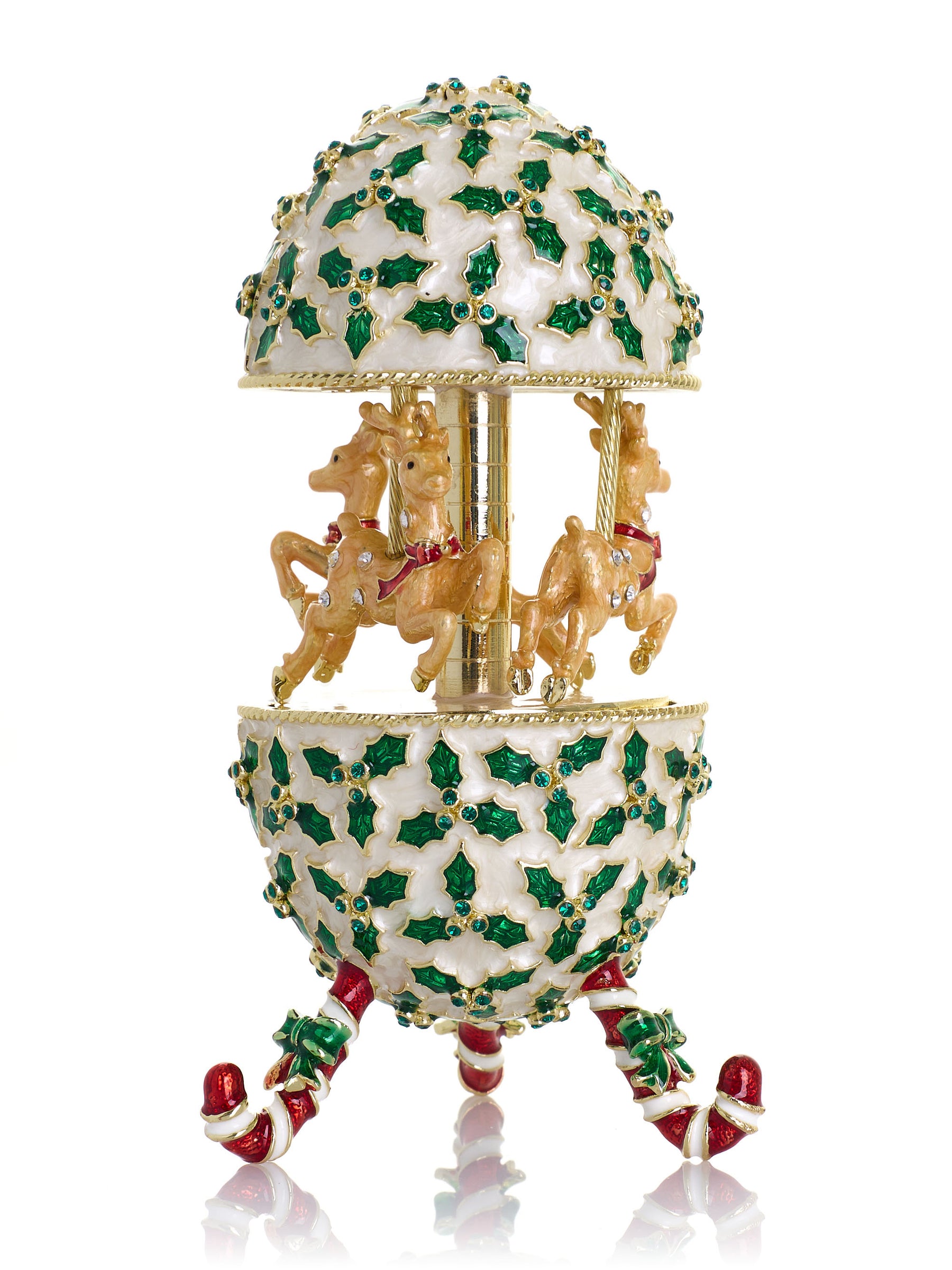 Keren Kopal Christmas Reindeer Musical Carousel Playing Jingle Bells