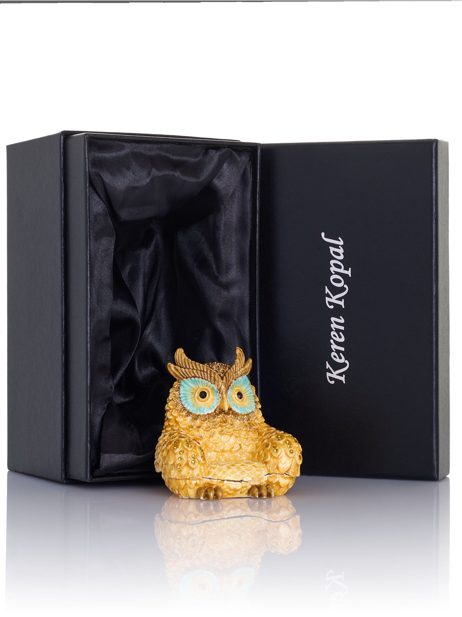 Gold and Brown Owl Armchair Trinket Box