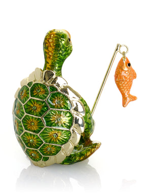 Turtle Fishing for a Goldfish Trinket Box