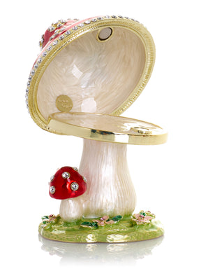 Crystal-Embellished Red Mushroom Trinket Box by Keren Kopal