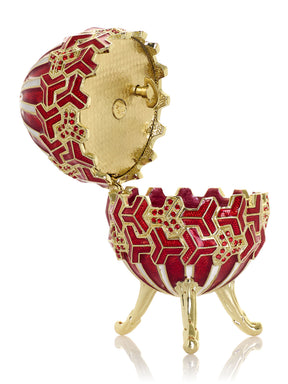 Boîte à bijoux musicale Œuf Géométrique Rouge & Or - Le Lac des Cygnes de Tchaïkovski