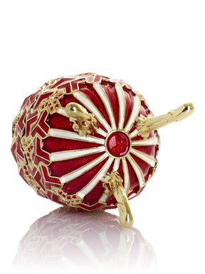 Boîte à bijoux musicale Œuf Géométrique Rouge & Or - Le Lac des Cygnes de Tchaïkovski