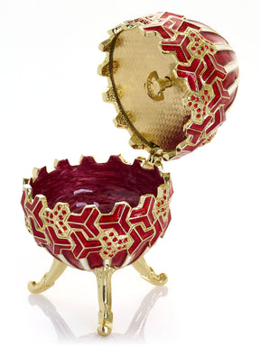 Boîte à bijoux musicale Œuf Géométrique Rouge & Or - Le Lac des Cygnes de Tchaïkovski